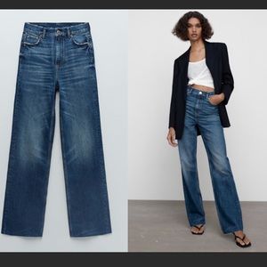 Zara 90s full length jeans (size 4 noir blue)